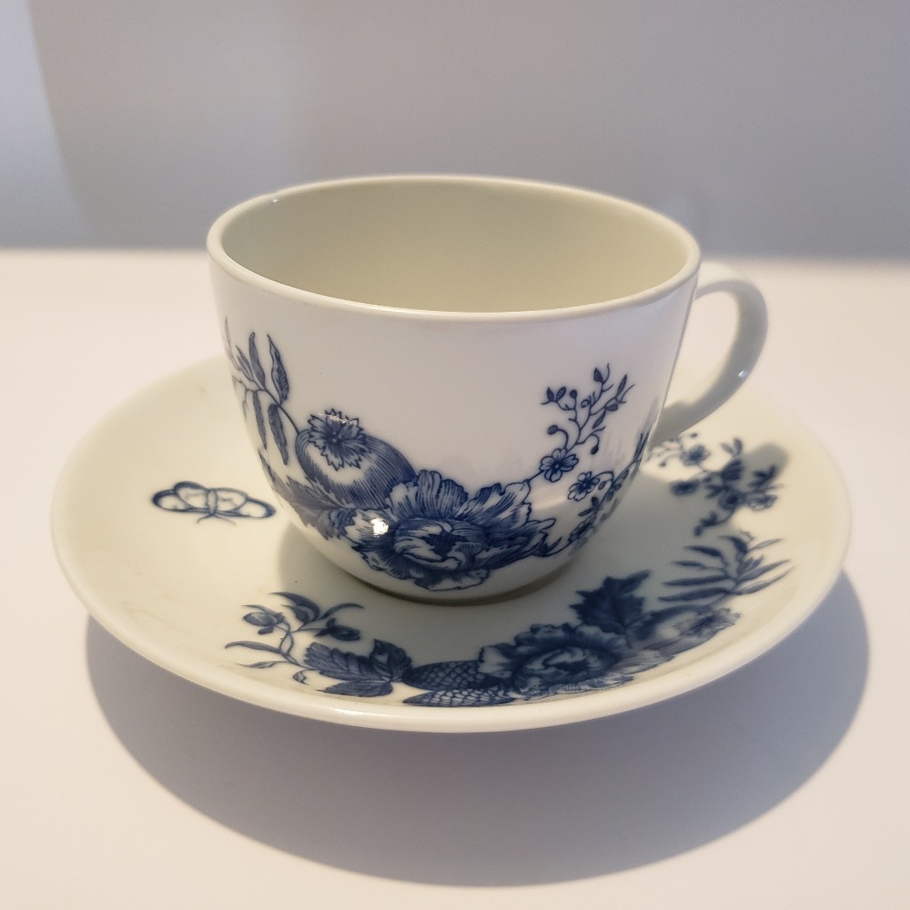Royal Worcester rhapsody blue white tea cup saucer